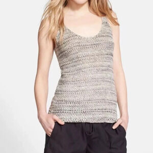 Vince Neutral Striped Sleeveless Knit Tank Size S